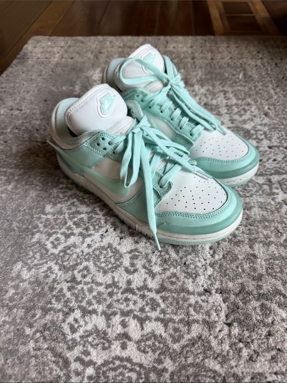 Nike Mint Green and White Dunks